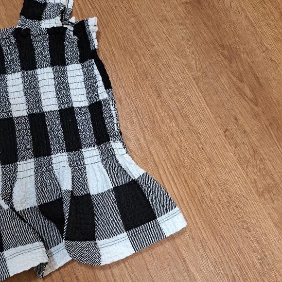 Loft Black and White Gingham Smocked Peplum Top Size XXS NWT - Picture 4 of 6